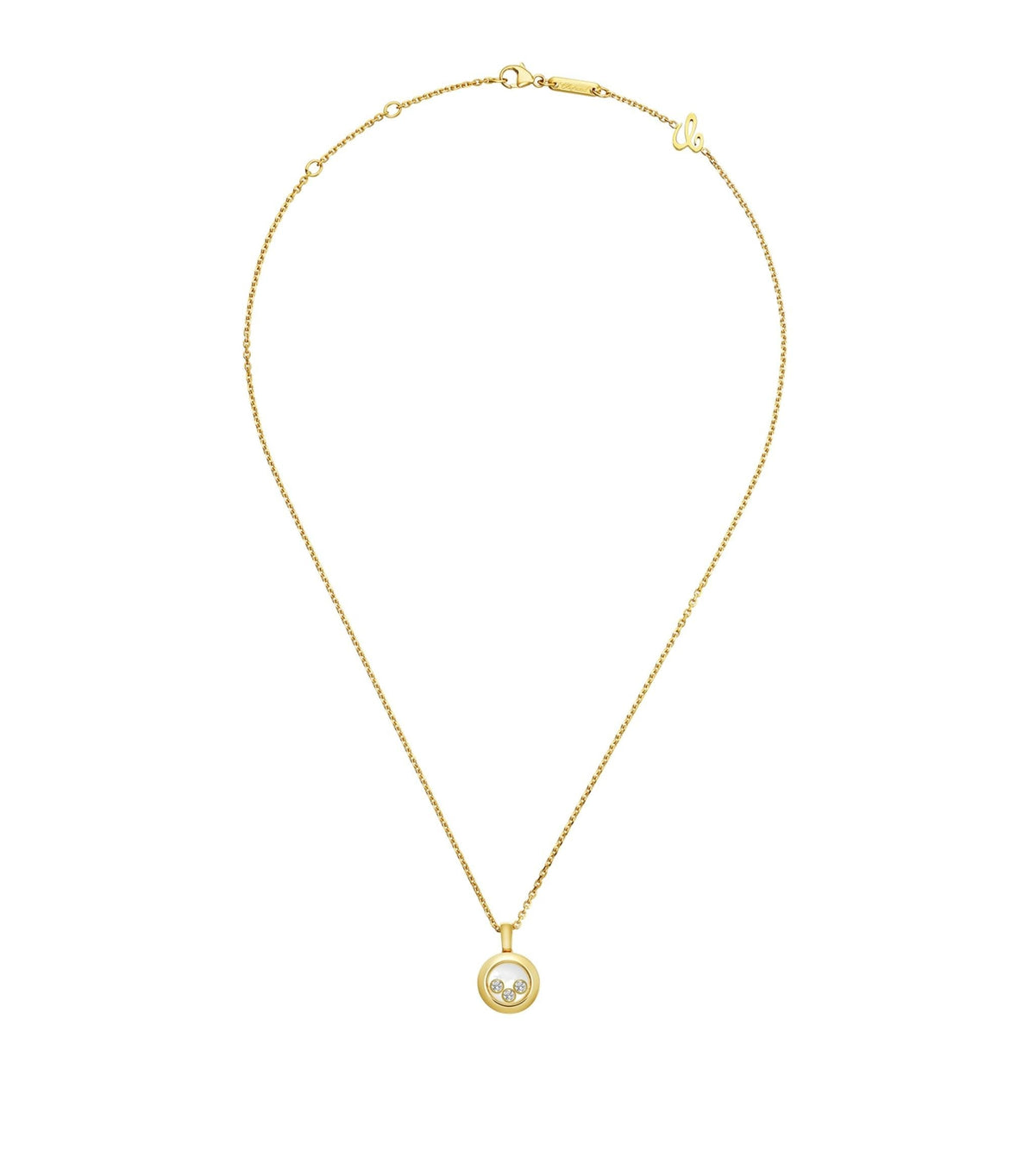 CHOPARD HAPPY PEDANT GOLD 3 DIAMOND NECKLACE