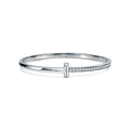 TIFFANY NARROW T1 HINGED BANGLE DIAMOND SILVER
